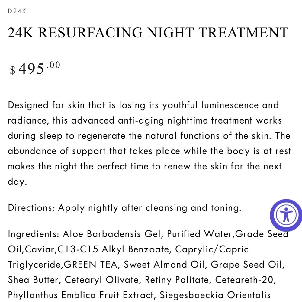 D24K RESURFACING NIGHT TREATMENT Night Intensive Restorative Cream - Picture 5 of 7